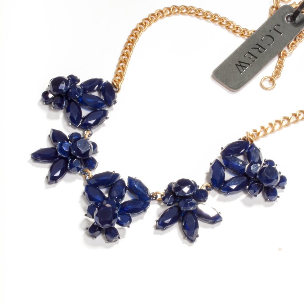 Jcrew blue floral statement necklace